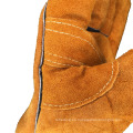 Guantes de soldadura de cuero dividido de cuero para cuero de vaca resistente al calor de la entrepierna del pulgar